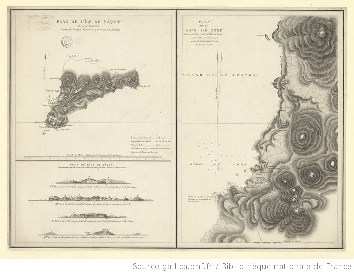 Plan de l'île de Pâques levé en avril 1786 par Nicolas Bernizet
