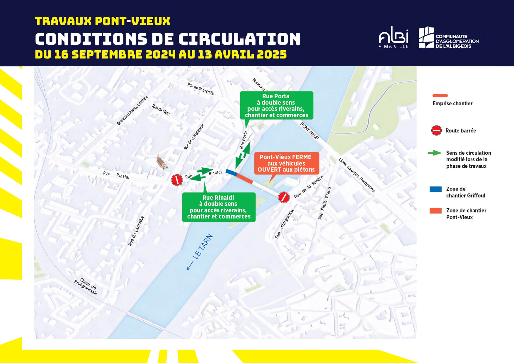 Plan de circulation Pont-Vieux septembre 202 à avril 2025