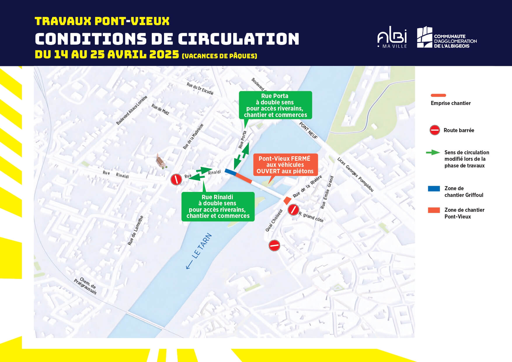 Plan de circulation Pont-Vieux Pâques 2025
