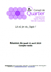 Conseil de quartier Lapanouse Val de Caussel 11 avril 2019